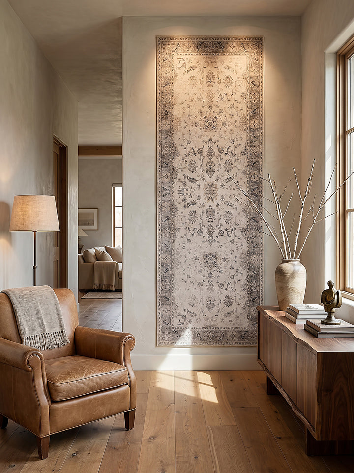 Teppich Beige-Grau als Wandteppich_