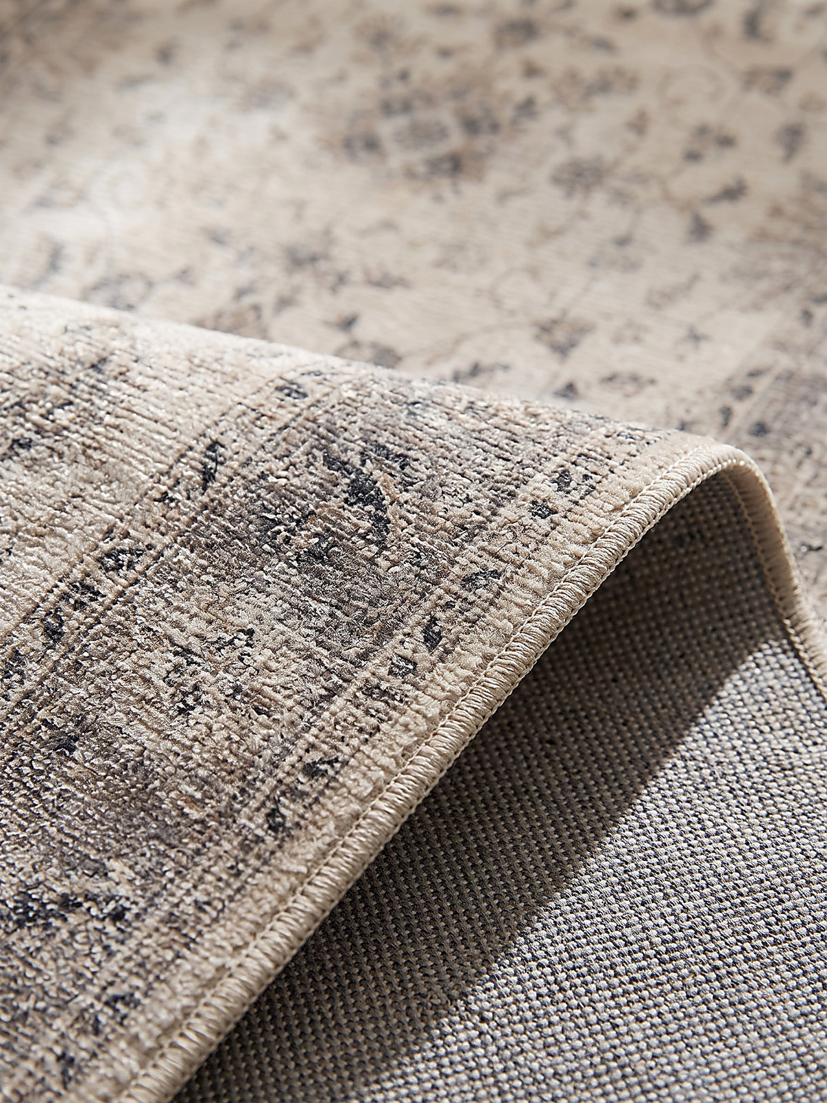Teppich Beige-Grau Webstruktur Nahaufnahme_