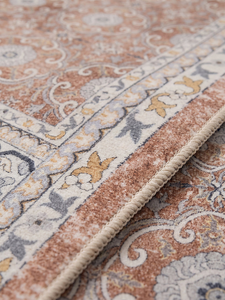Teppich Terrakotta-Creme Farbdetail Muster_