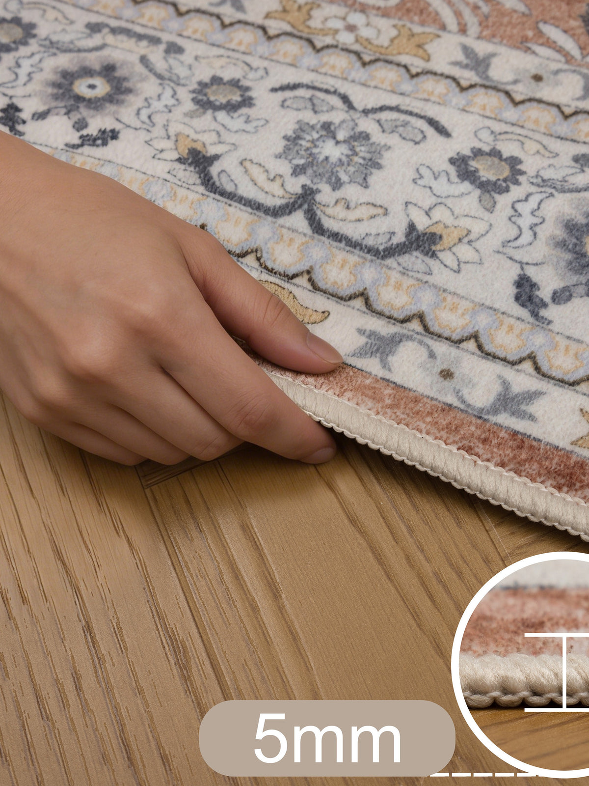 Teppich Terrakotta-Creme Läufer Polyester (Kurzflor) Designteppich Kollektion Wohnraum_