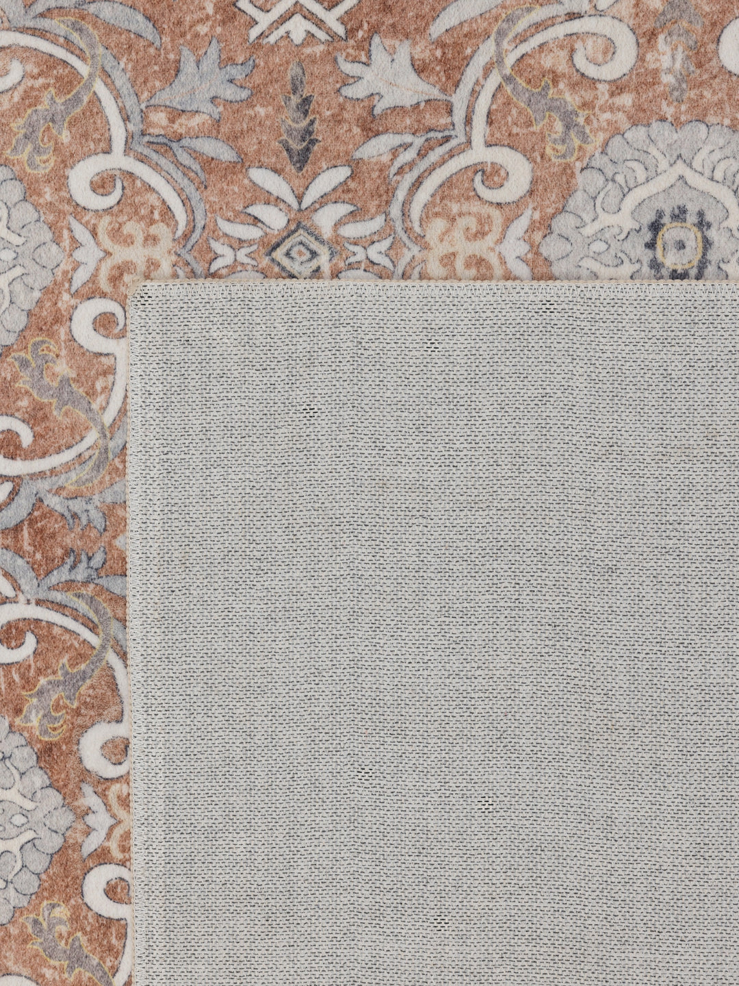 Teppich Terrakotta-Creme Läufer Polyester (Kurzflor) Interieur Wohnaccessoire Dekor_