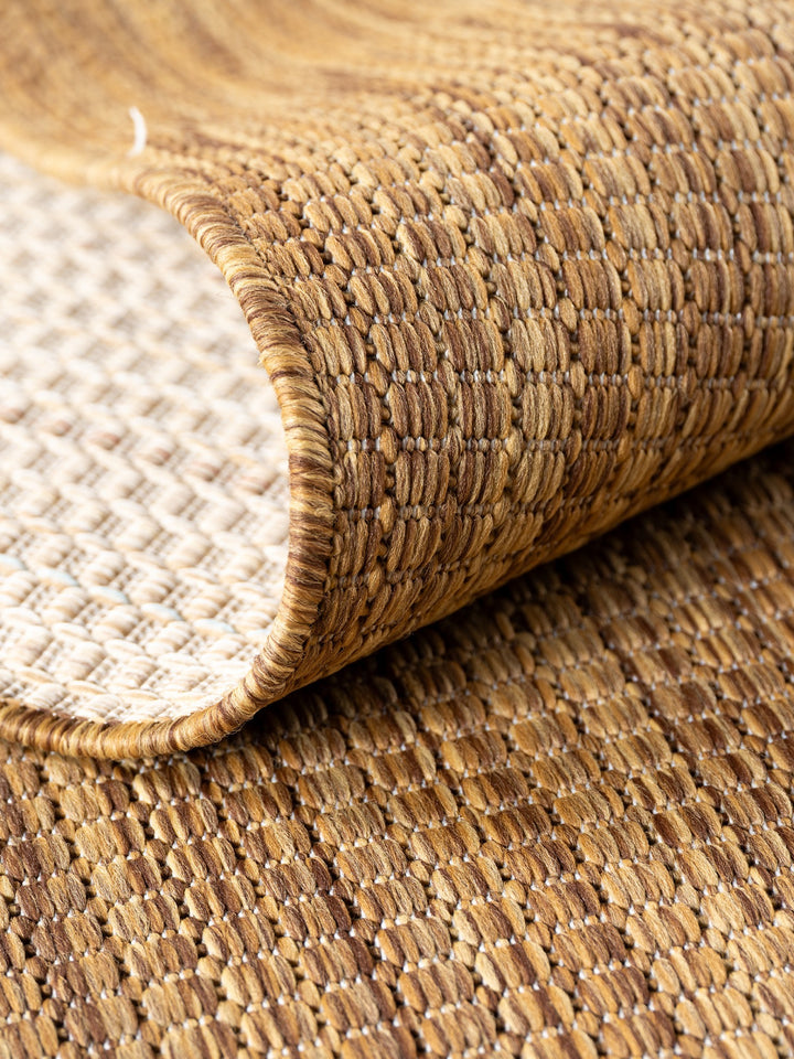Teppich Ockerbraun rund Polypropylen (Flachgewebe) Einrichtung Wohnidee Bodenbelag_