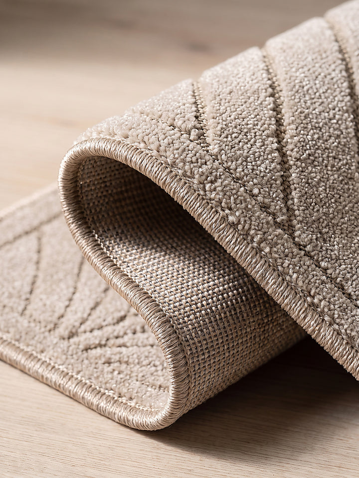 Teppich Beige Kante Verarbeitung_