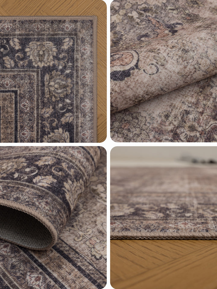 Teppich Braun-Grau rund Polyester (Kurzflor) Einrichtung Wohnidee Bodenbelag_