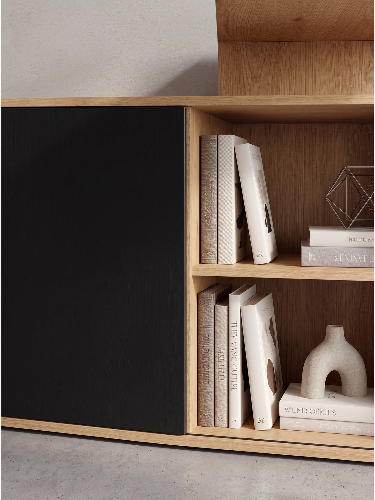 Minimalistischer Computertisch im lässigen Industrie-Look aus Eichenholzoptik und pulverbeschichtetem Metall._