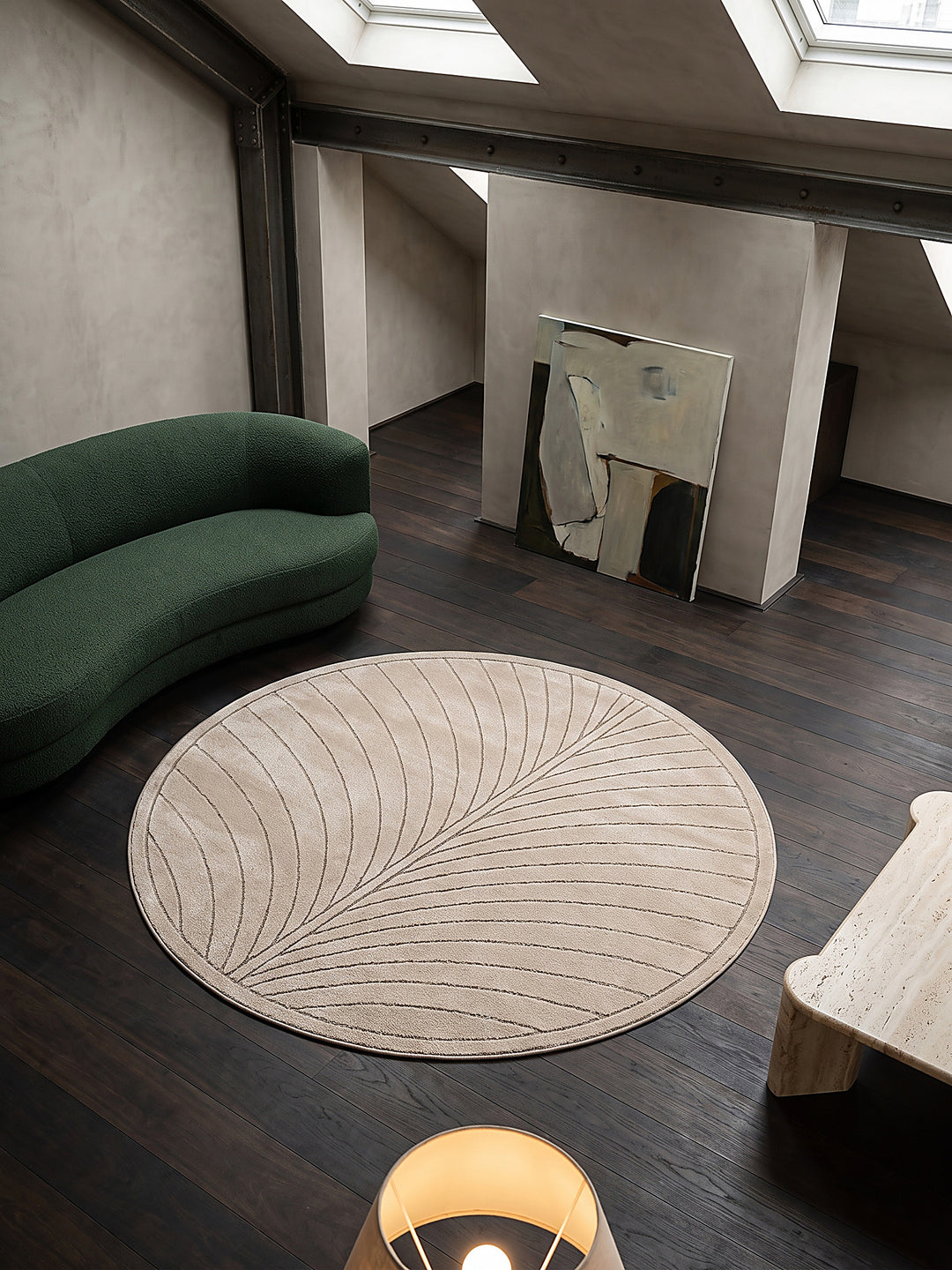 Teppich Beige rund in der Designerküche_