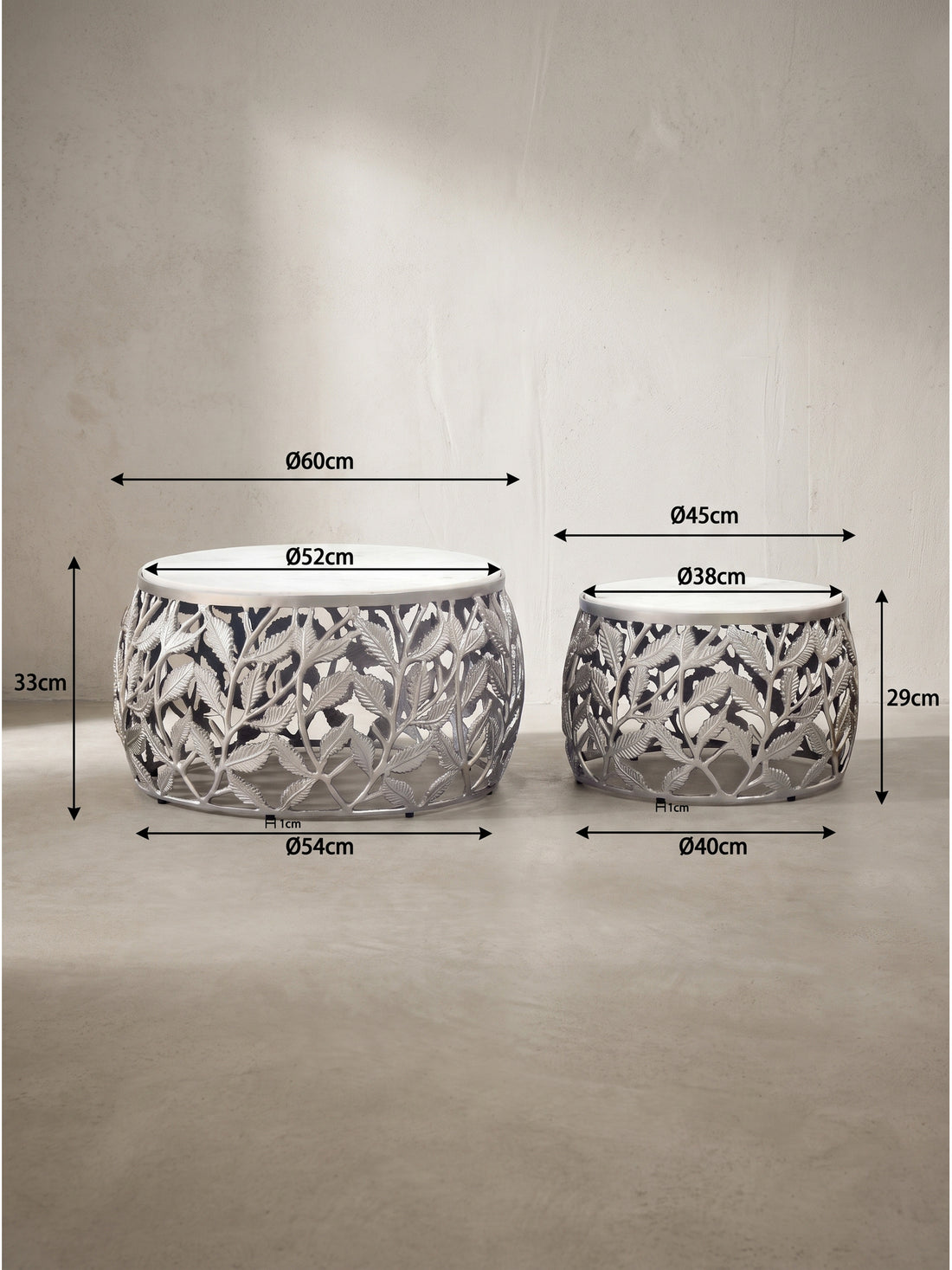 Maßzeichnung ALASSIO – Silber-Weiß