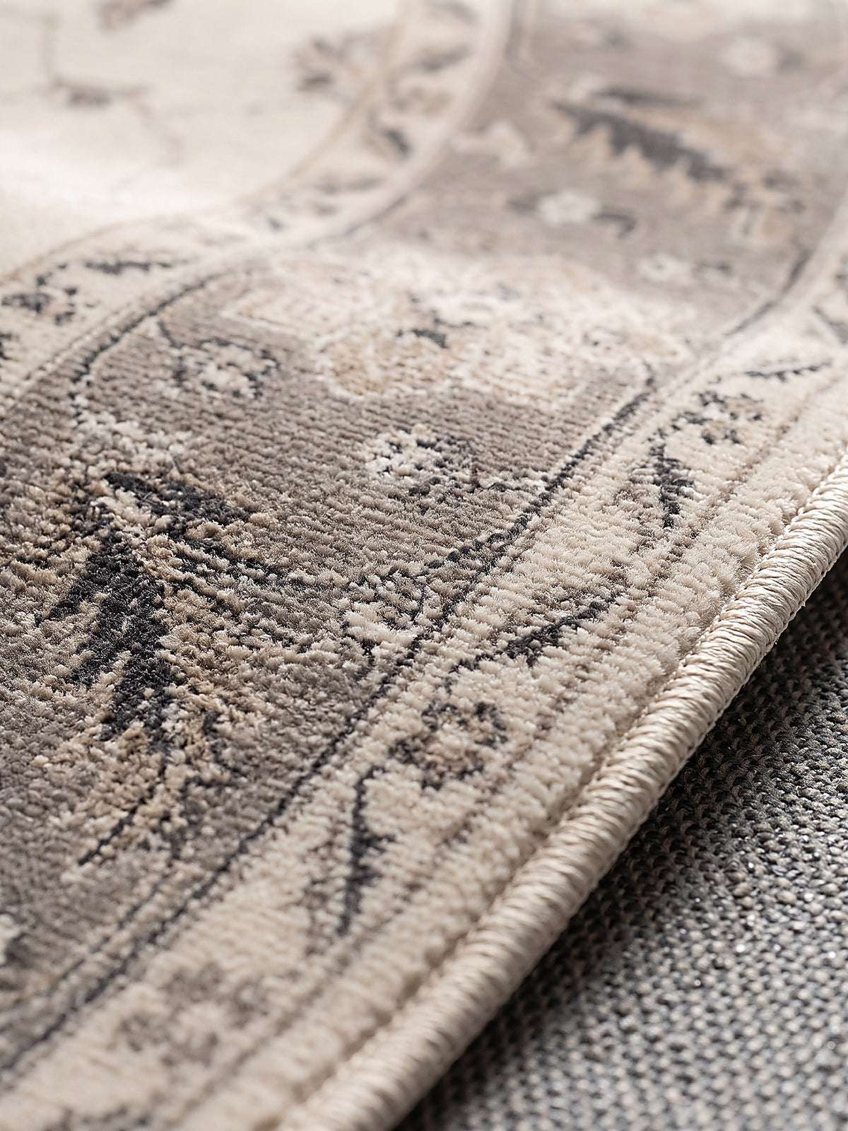 Teppich Beige-Grau Webstruktur Nahaufnahme_