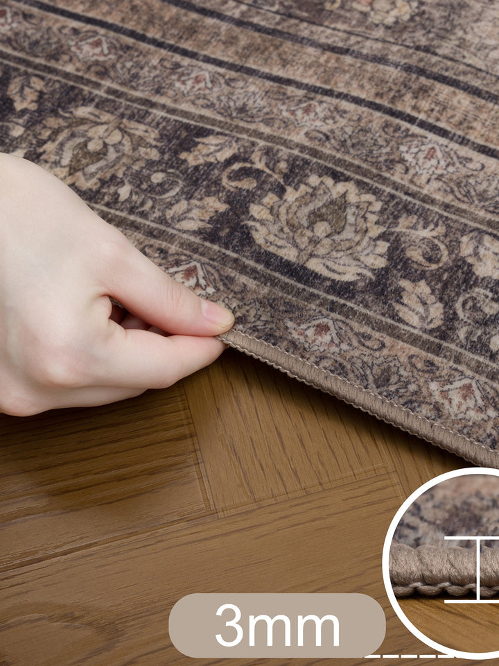 Teppich Braun-Grau rund Polyester (Kurzflor) Designteppich Kollektion Wohnraum_