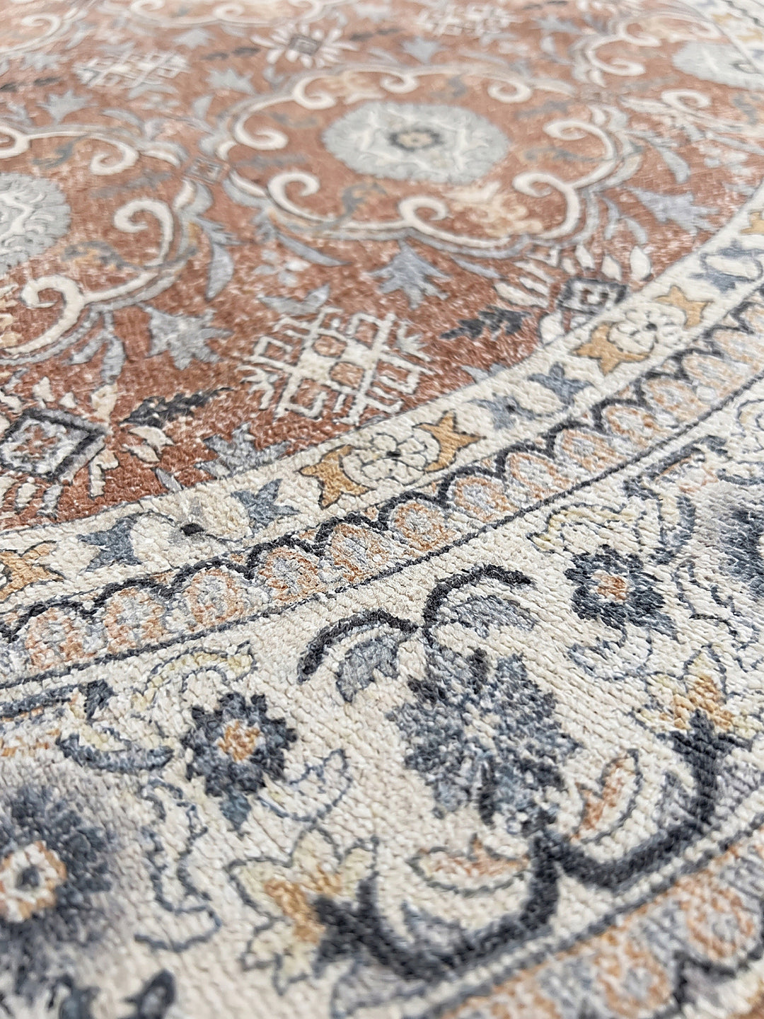 Teppich Terrakotta-Creme Farbdetail Muster_