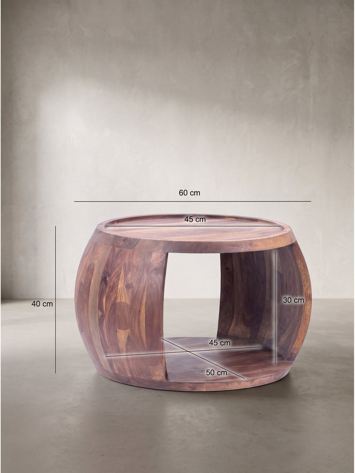 Maßskizze des Couchtisches Sheesham Massivholz zeigt genaue Abmessungen von 60 cm Breite 50 cm Tiefe und 40 cm Höhe_