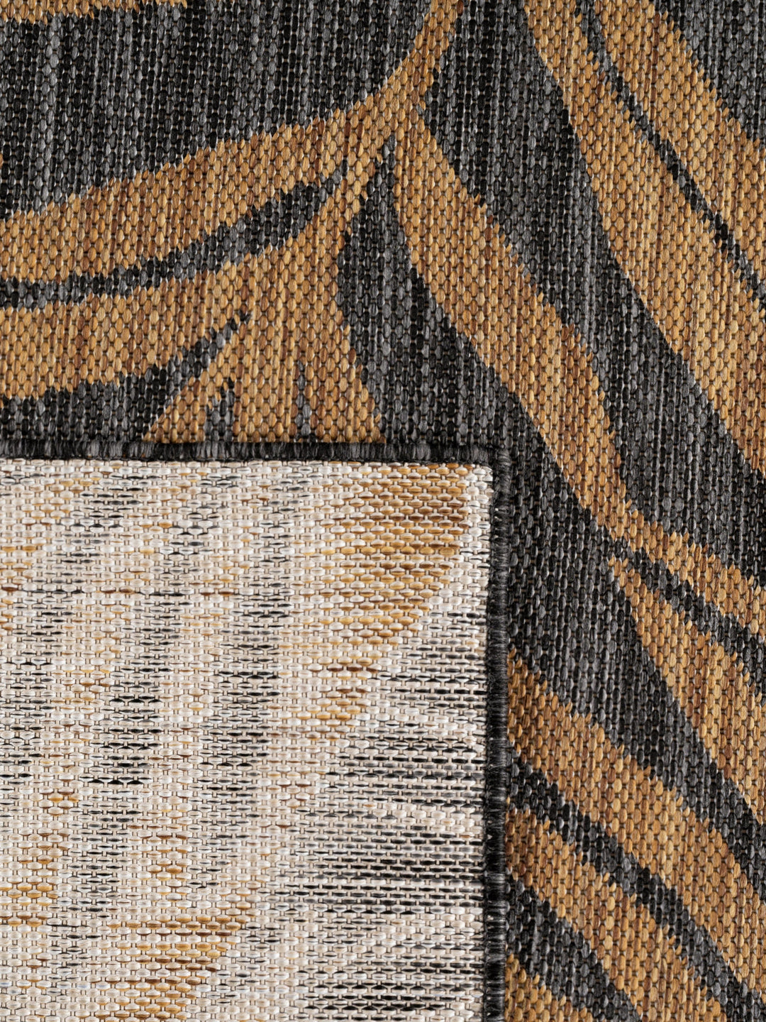 Teppich Schwarz-Sandbraun rund Polypropylen (Flachgewebe) Raumgestaltung Inneneinrichtung_