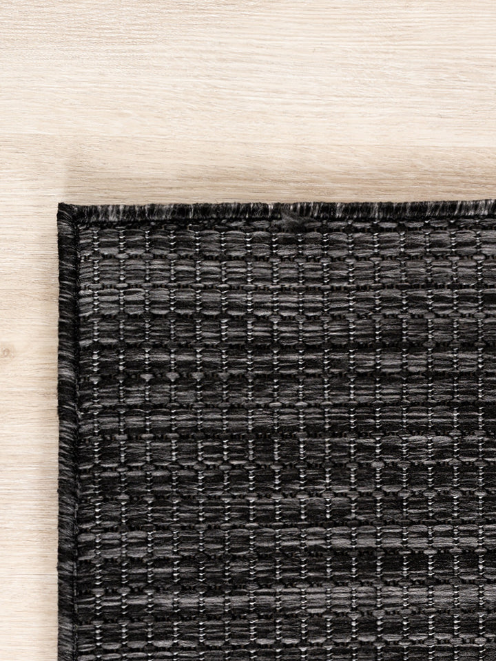 Teppich Anthrazit Läufer Polypropylen (Flachgewebe) Designteppich Kollektion Wohnraum_