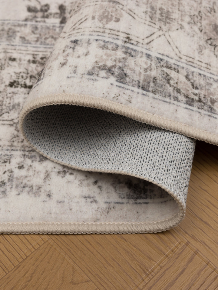 Teppich Beige-Grau rund Polyester (Kurzflor) Raumgestaltung Inneneinrichtung_
