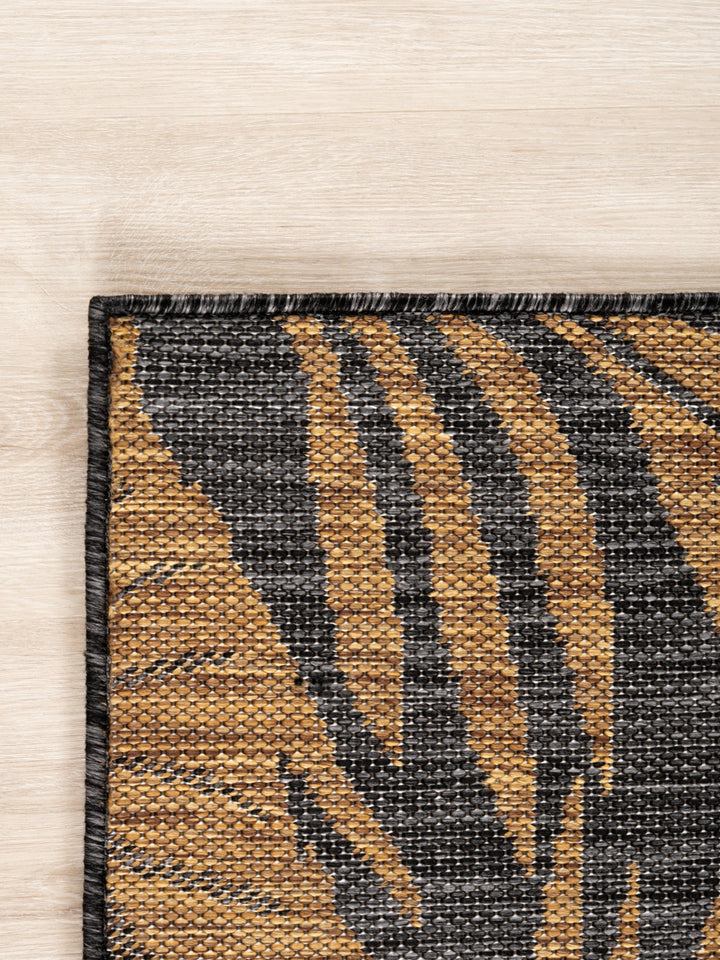 Teppich Schwarz-Sandbraun rund Polypropylen (Flachgewebe) Designteppich Kollektion Wohnraum_