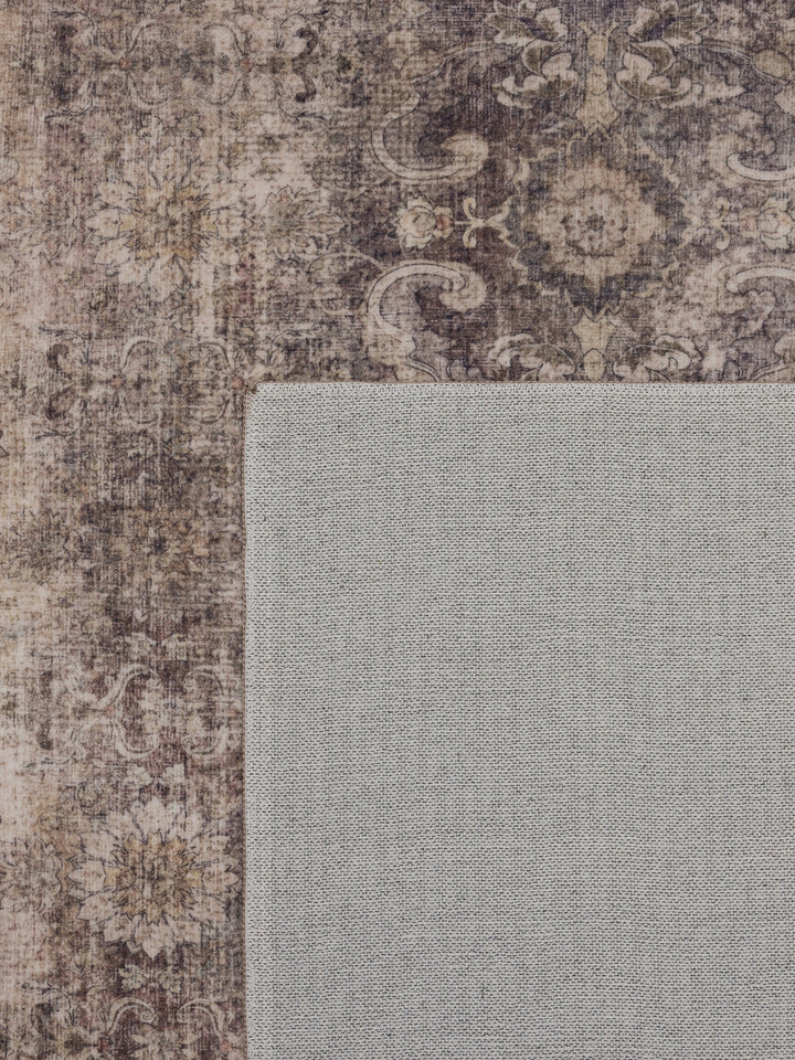 Teppich Braun-Grau rund Polyester (Kurzflor) Interieur Wohnaccessoire Dekor_