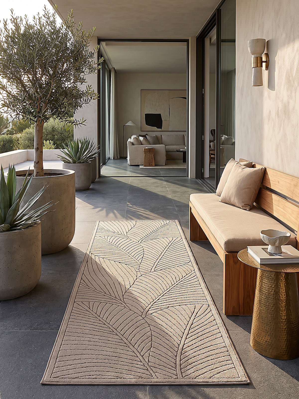 Teppich Beige Läufer im modernen Wohnzimmer_