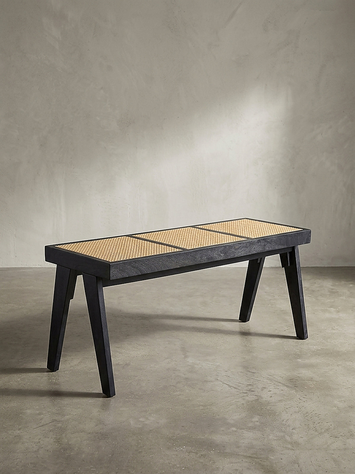 Sitzbank in Schwarz-Natur – Rattan