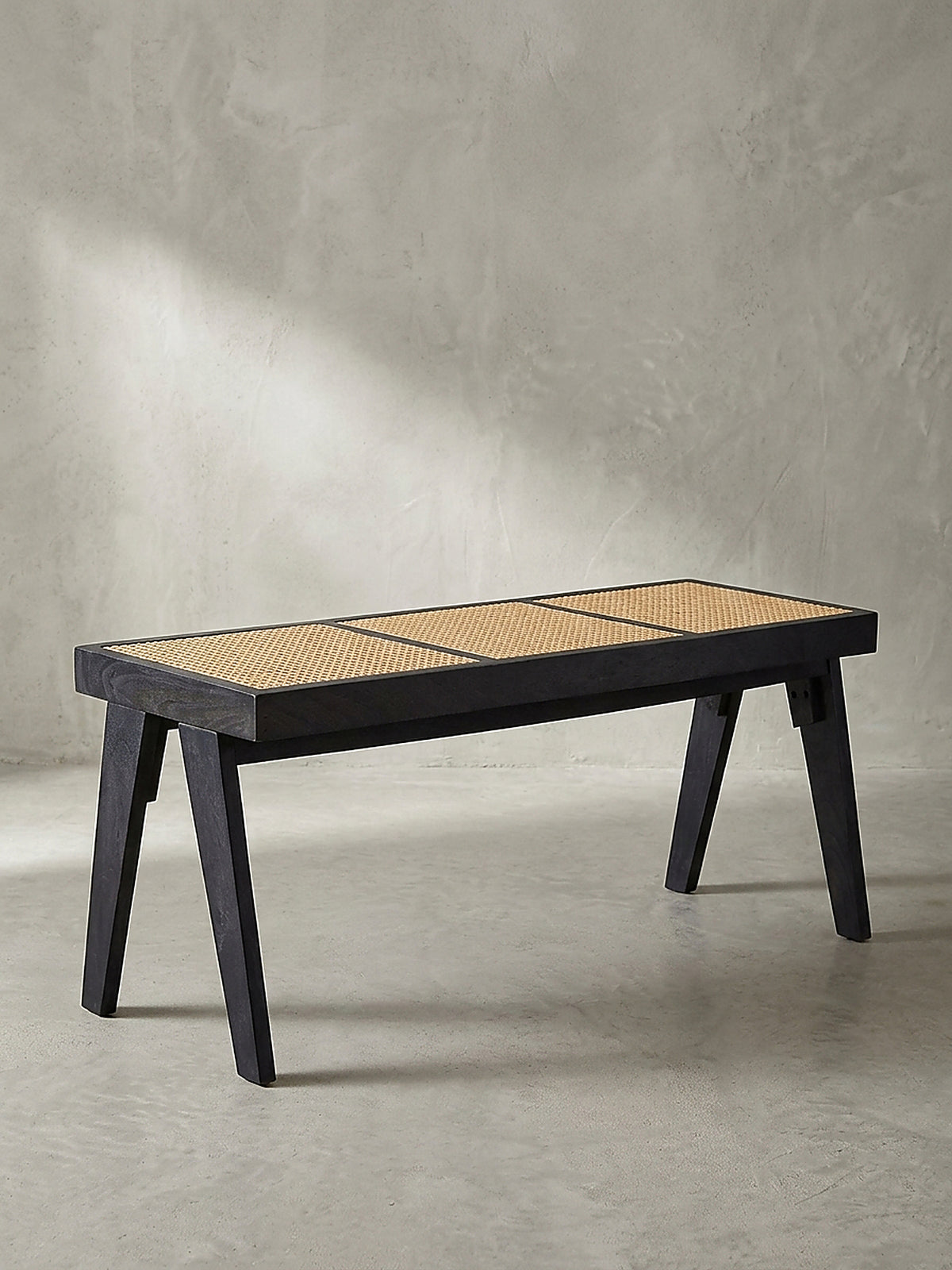Sitzbank in Schwarz-Natur – Rattan