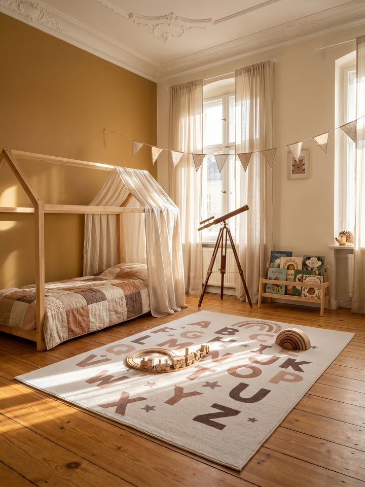 Teppich Creme rechteckig im Wohnzimmer Einrichtungsidee_