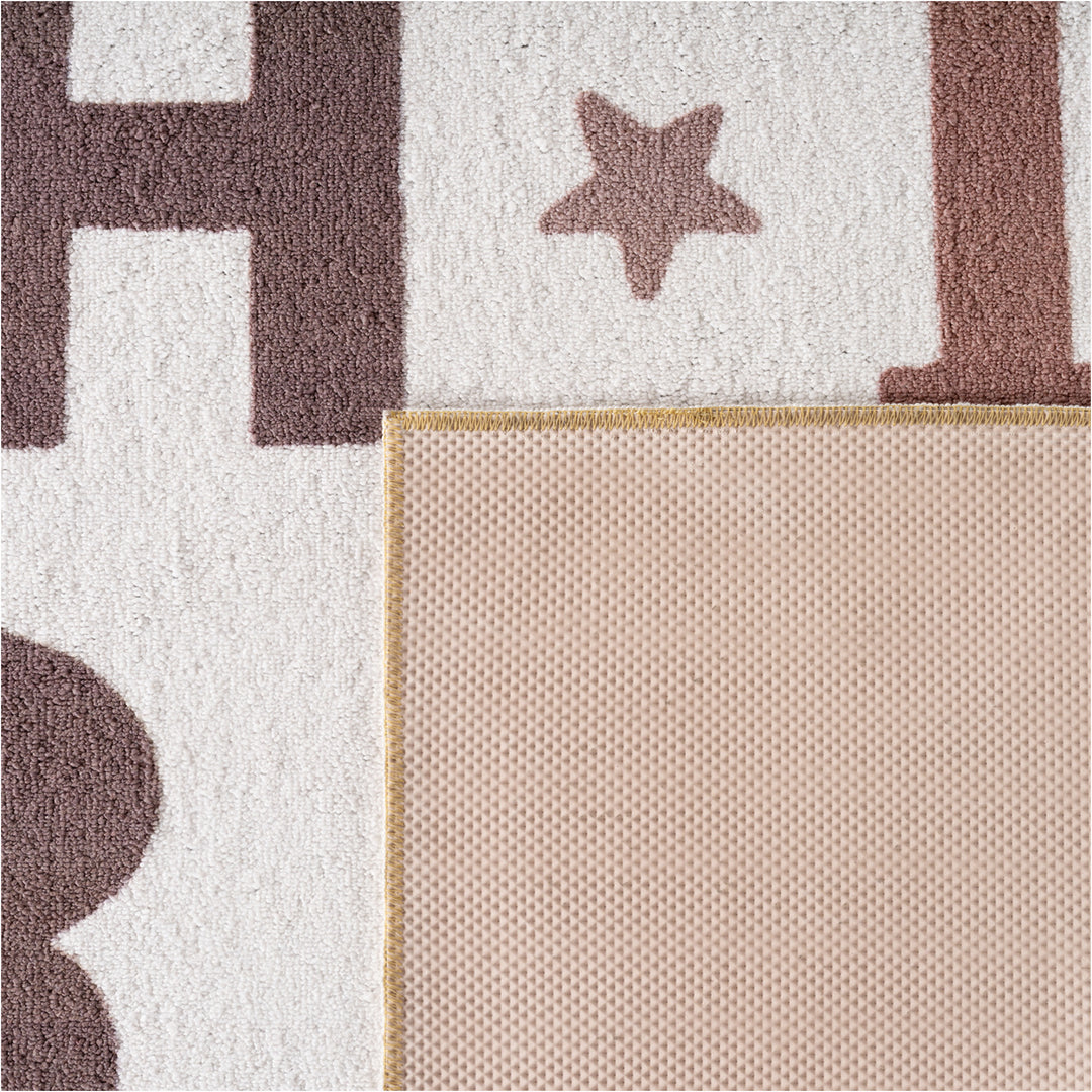 Teppich Creme rechteckig Polyester Lernspiel / Boho-Kinderzimmer Einrichtung Wohnidee Bodenbelag TINO_