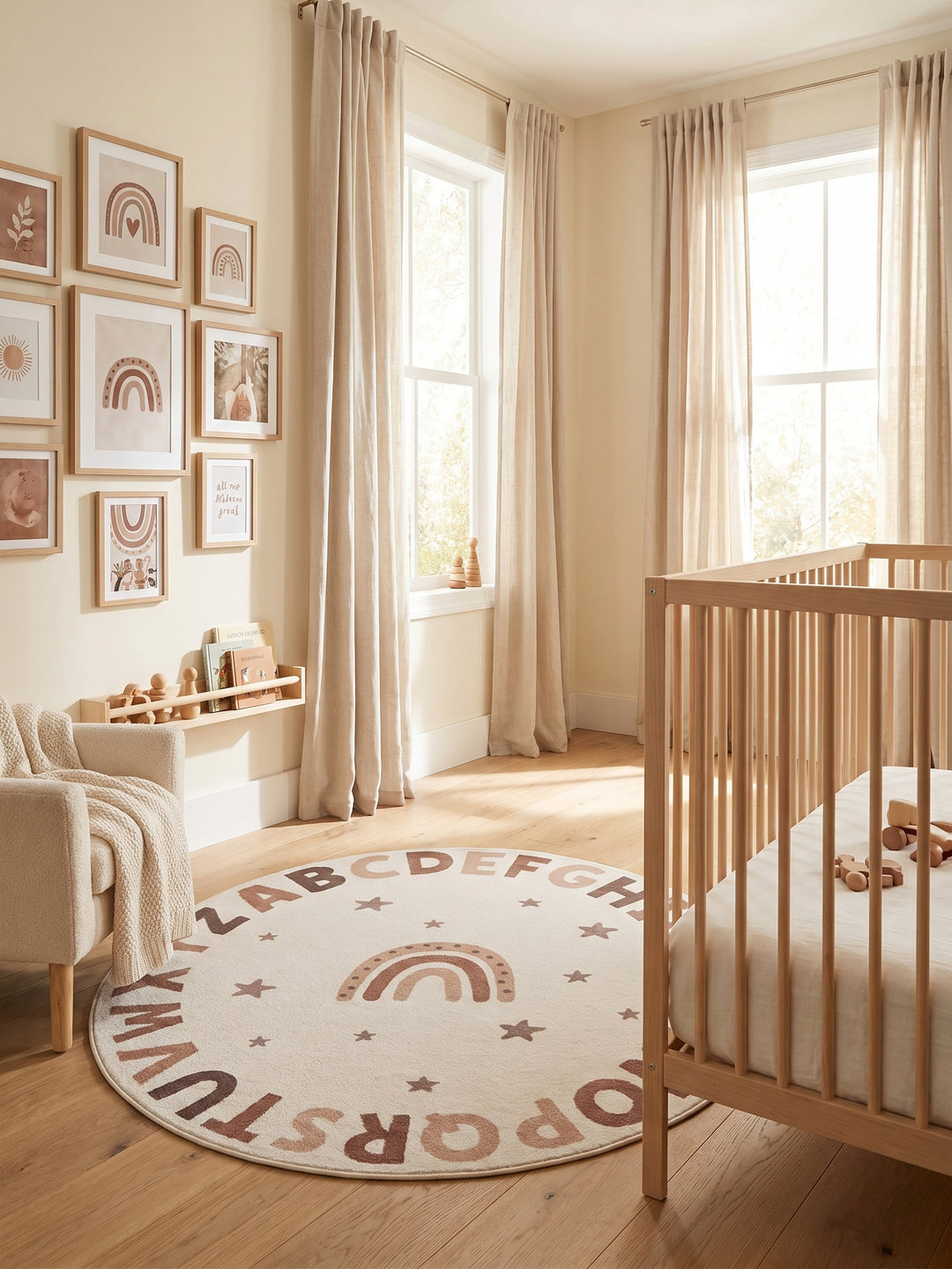 Teppich Creme rund Farbdetail Muster_