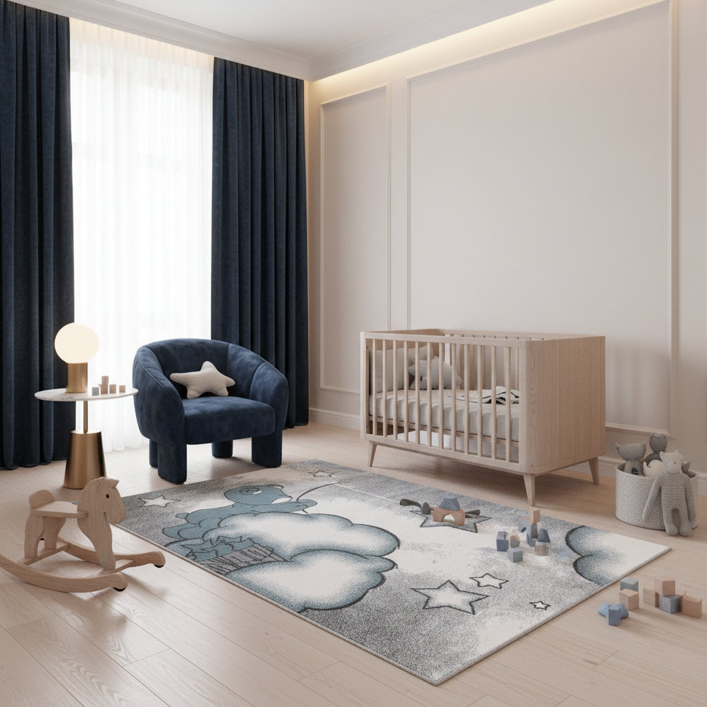 Kinderteppich Bär Polypropylen gewebt saugroboter Kurzflor Kinderzimmer_Läufer_