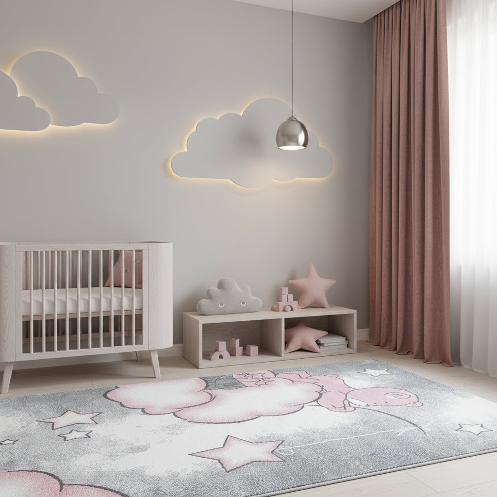 Kinderteppich Bär Polypropylen gewebt saugroboter Kurzflor Kinderzimmer_Läufer_