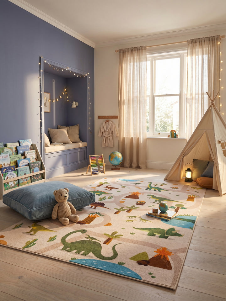 Teppich Beige rechteckig im Wohnzimmer Einrichtungsidee_