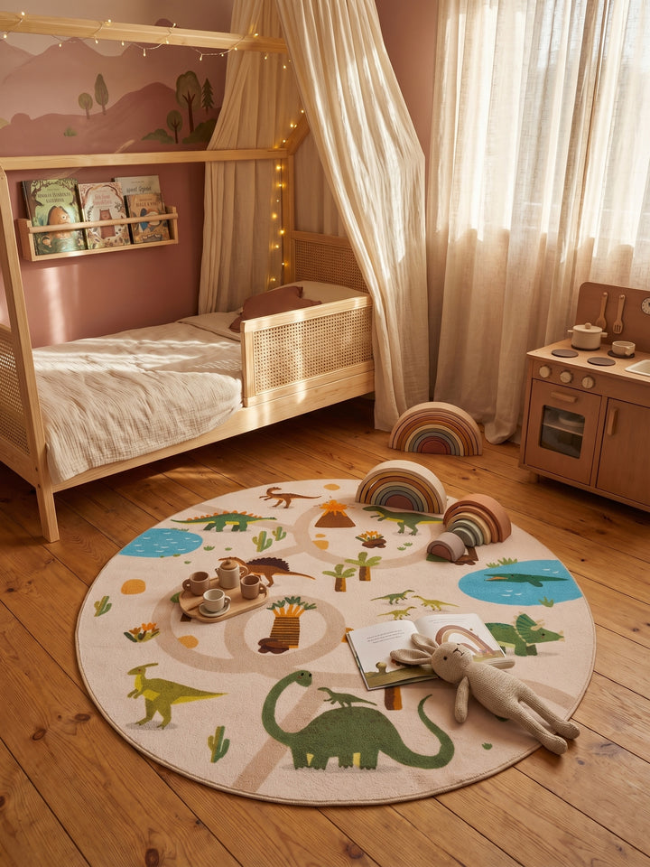 Teppich Beige rund Wohnidee gemütlich_
