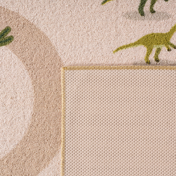 Teppich Beige rund Polyester Spielteppich / Kindermotiv Einrichtung Wohnidee Bodenbelag TINO_