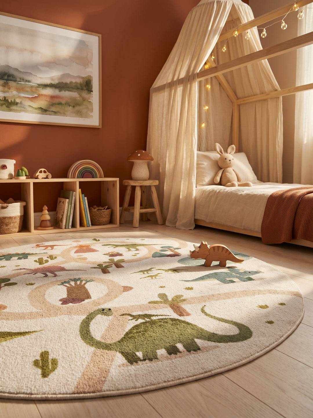 Teppich Creme rund Textur Nahaufnahme Detail_