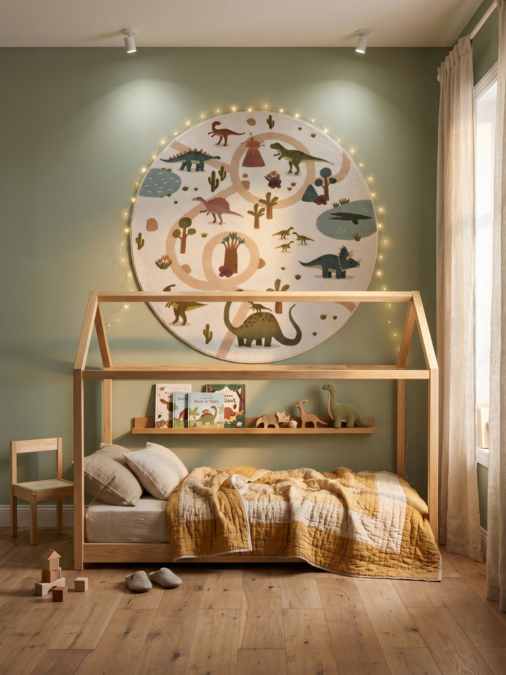Teppich Creme rund Wandteppich Wanddeko_