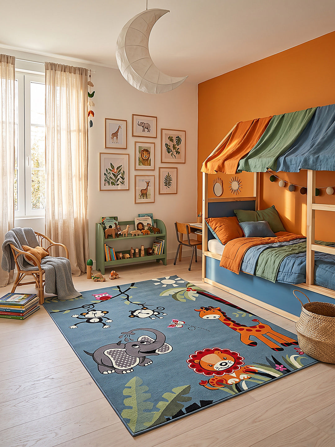 Teppich Blau rechteckig im modernen Wohnzimmer_