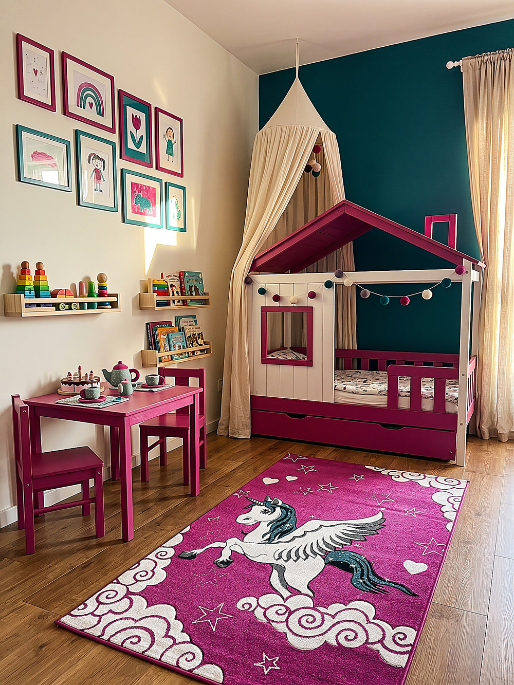 Teppich Fuchsia Läufer gemütliche Wohnszene_