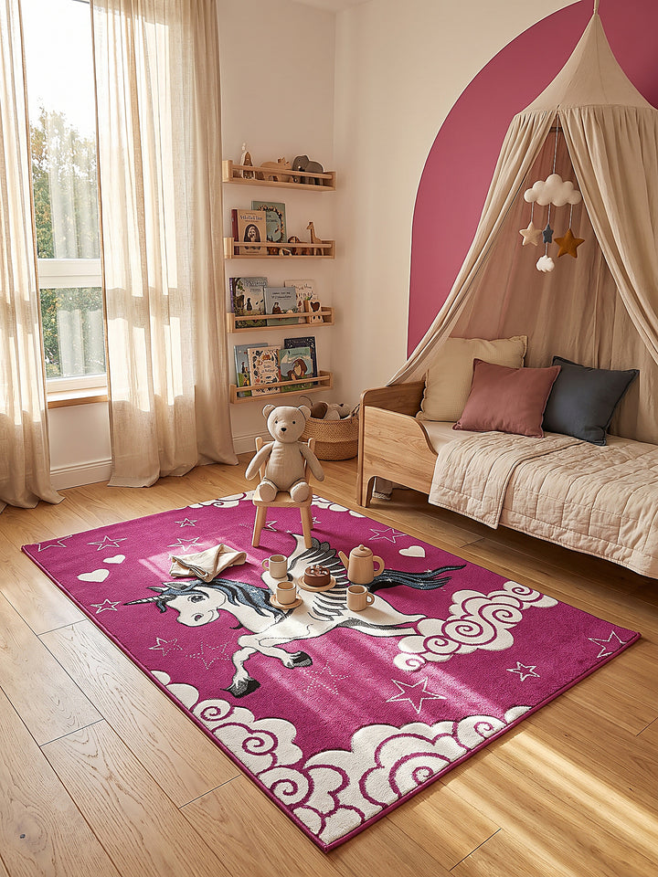 Teppich Fuchsia rechteckig gemütliche Wohnszene_