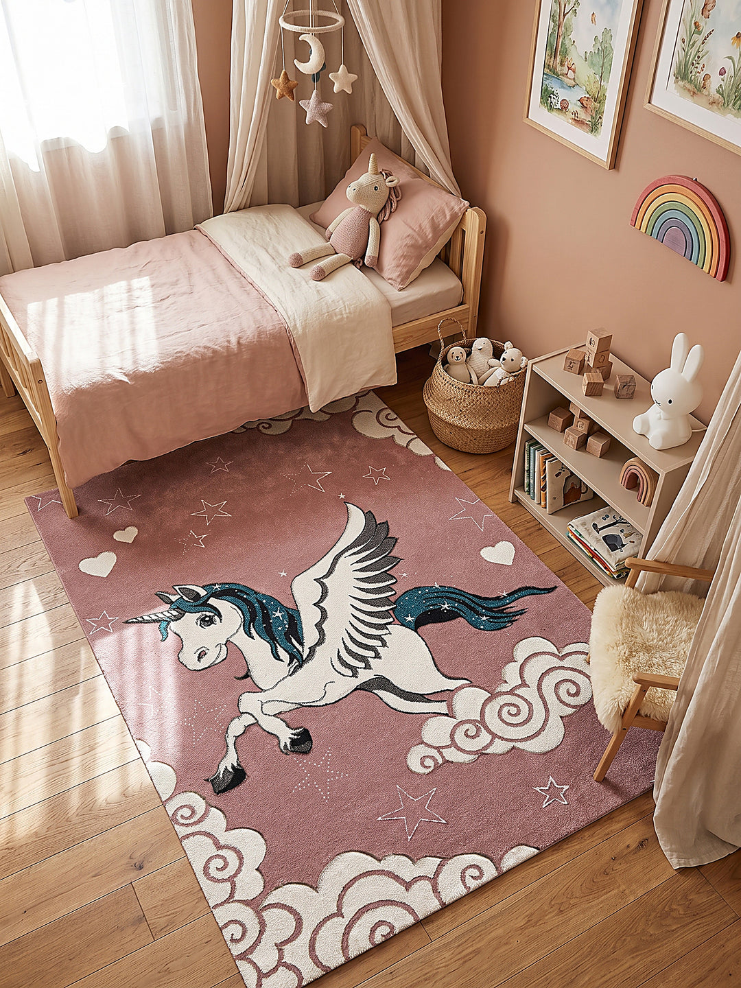 Teppich Pink rechteckig Draufsicht_