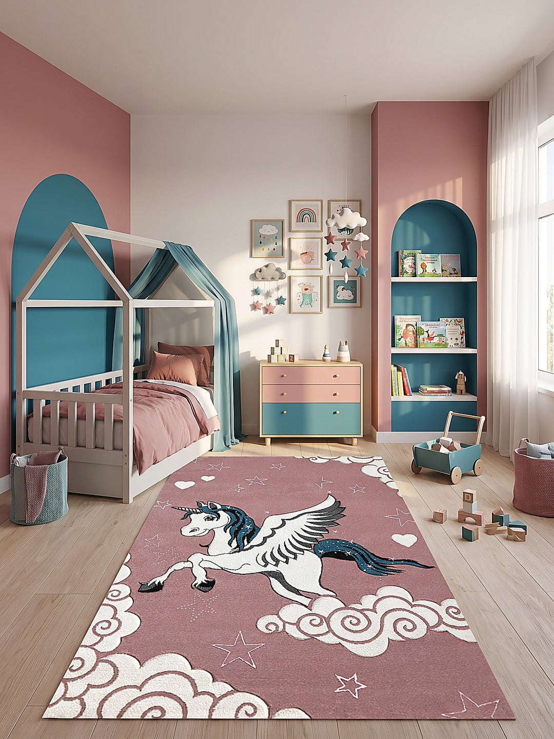Teppich Pink Läufer im modernen Wohnzimmer_