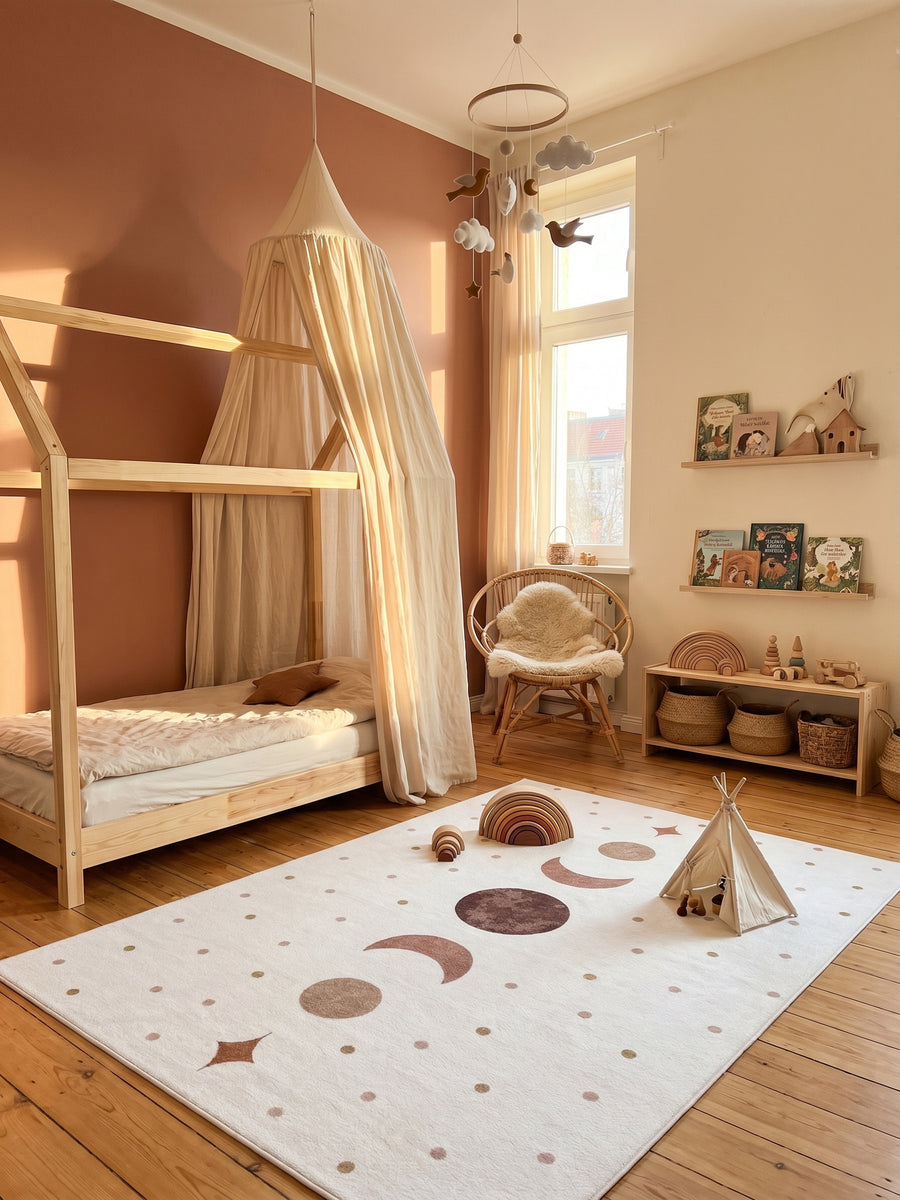 Teppich Creme rechteckig im Wohnzimmer Einrichtungsidee_