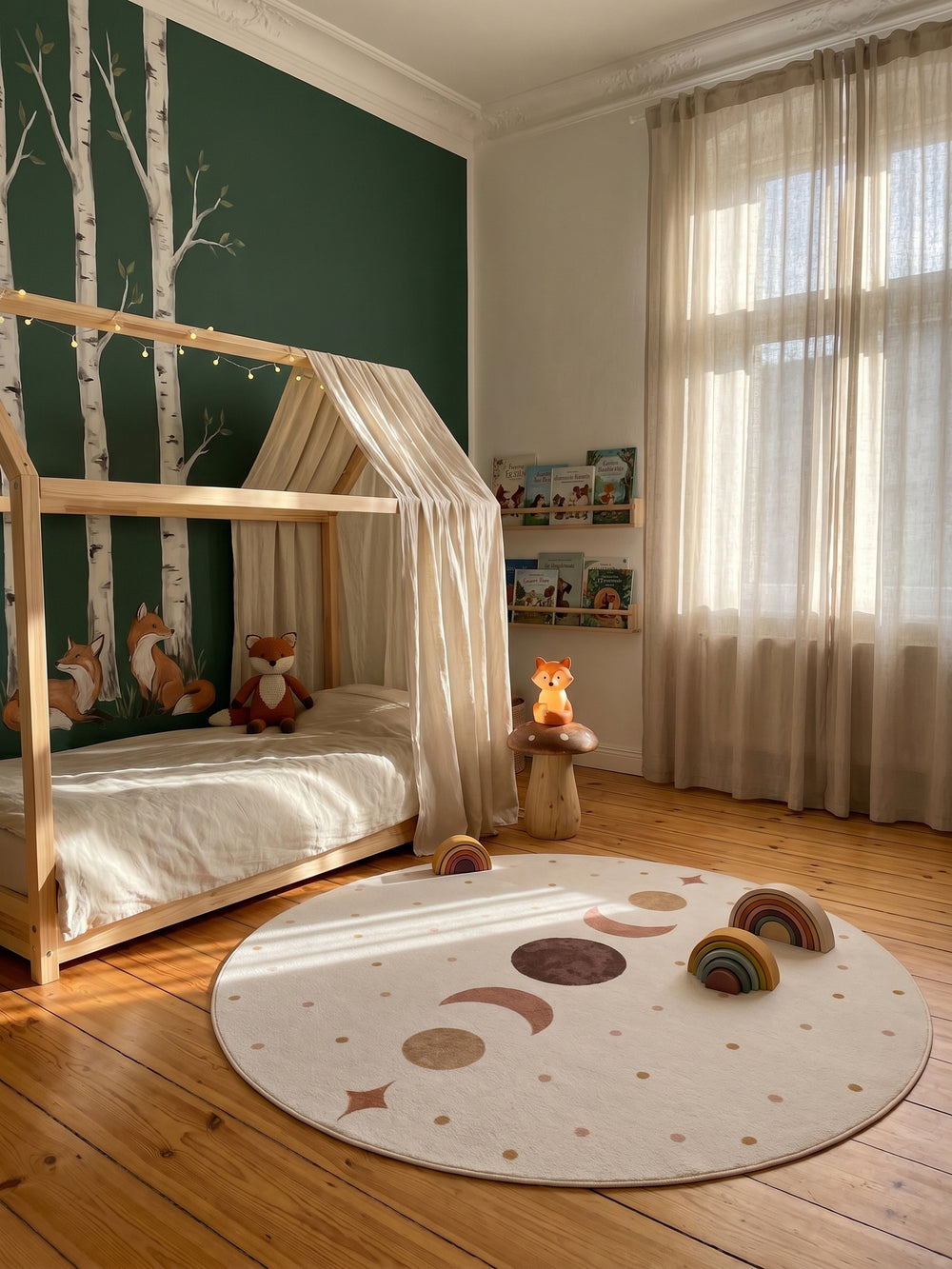 Teppich Creme rund im Wohnzimmer Einrichtungsidee_