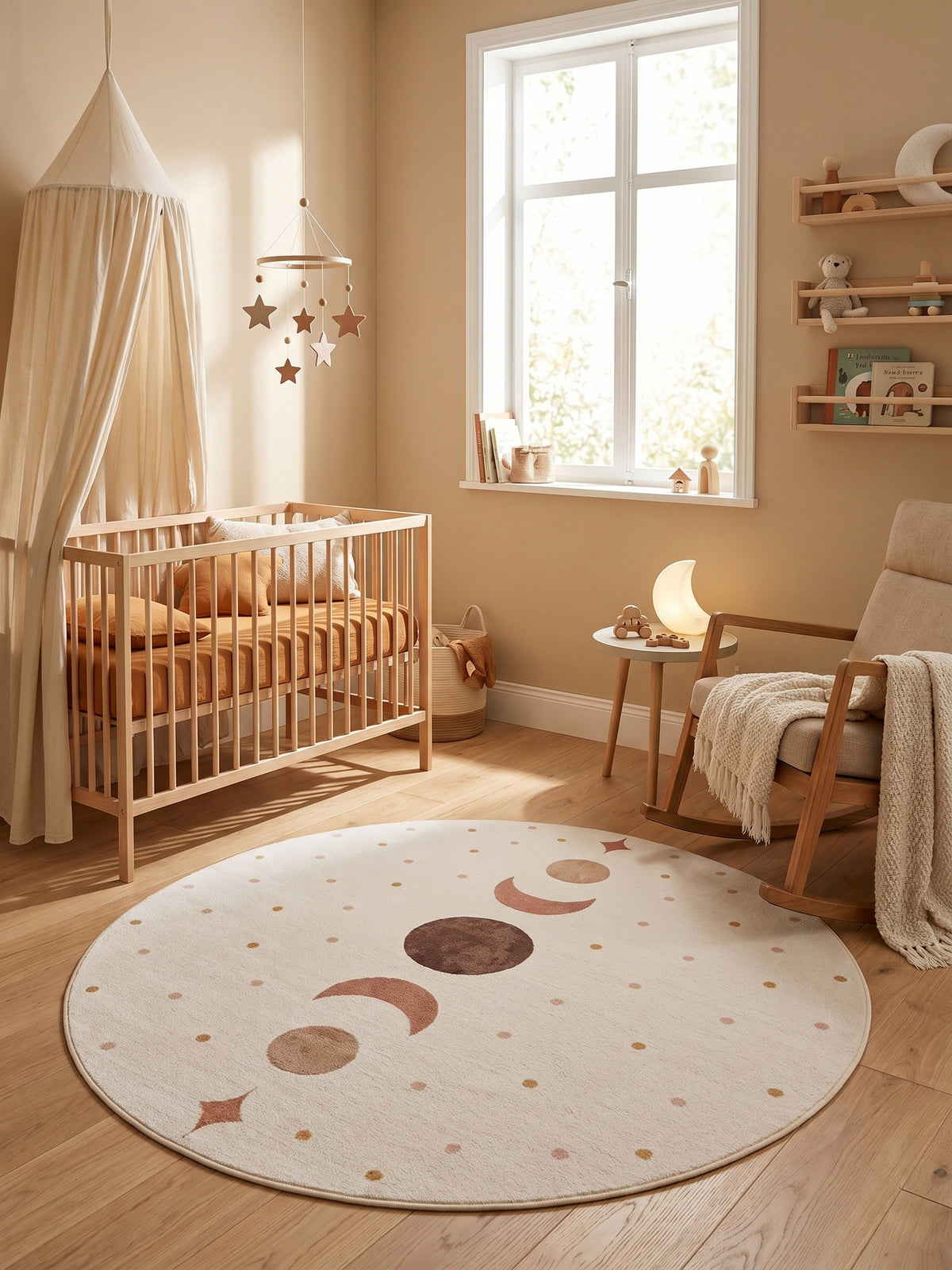 Teppich Creme rund Farbdetail Muster_