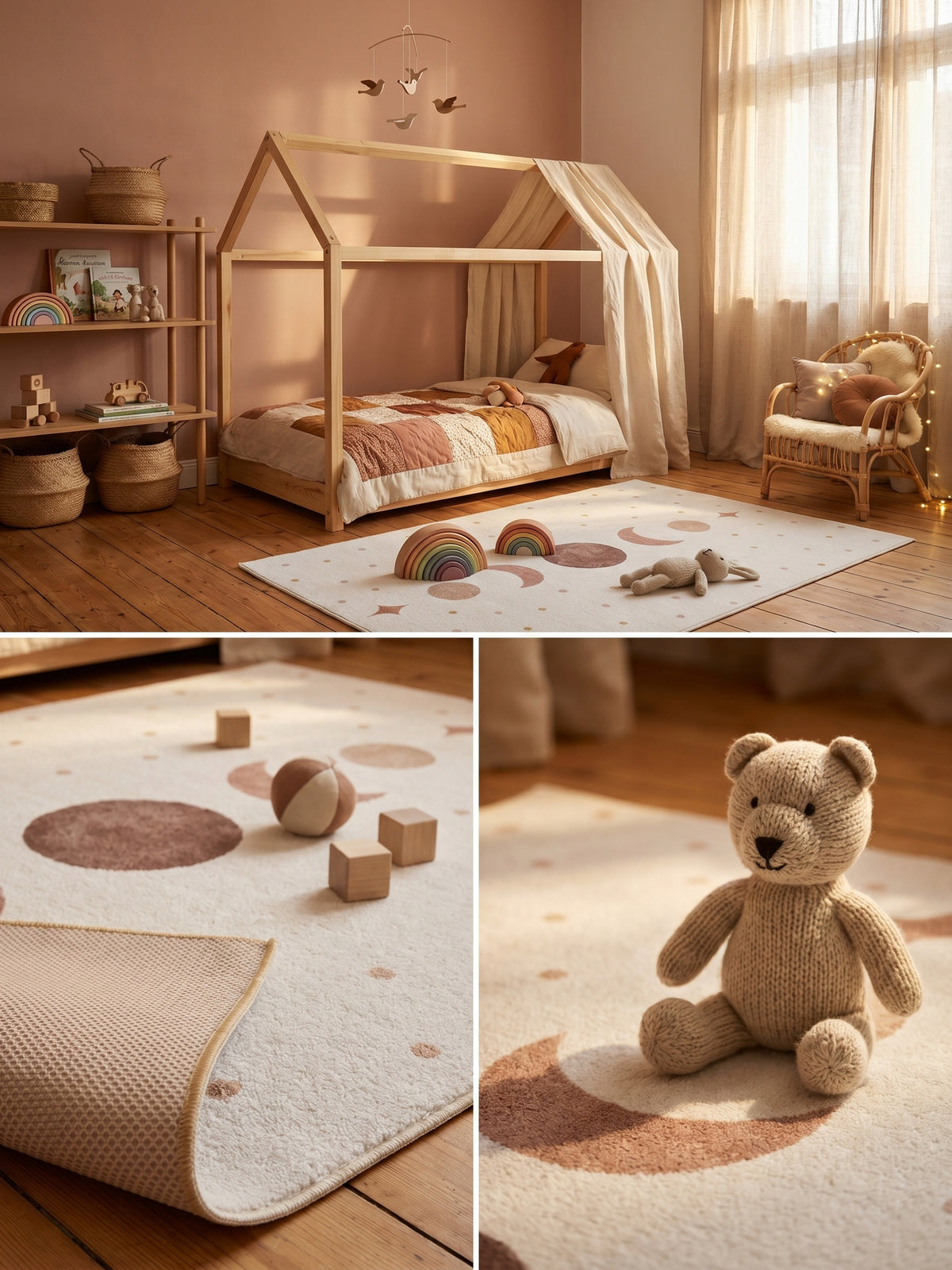 Teppich Creme rechteckig Wohnaccessoire Deko