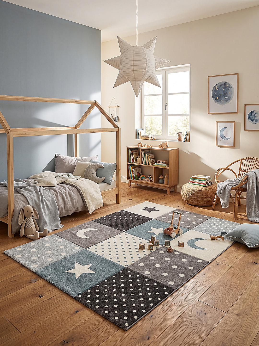 Teppich Blau rechteckig Editorial Styling_
