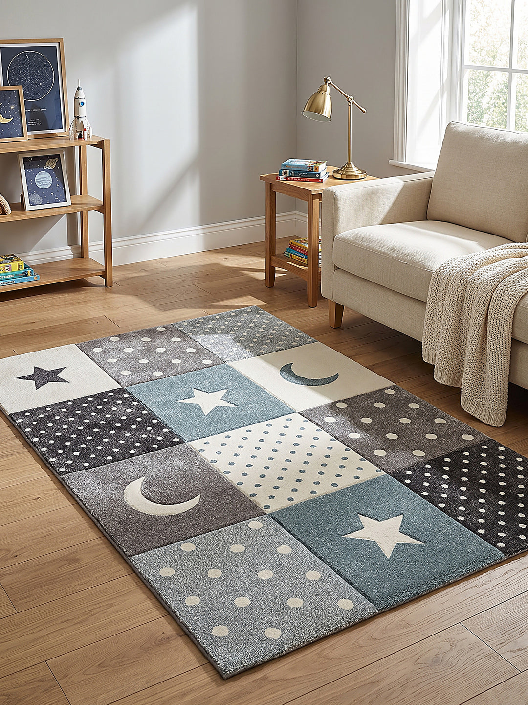 Teppich Blau Farbdetail Muster_