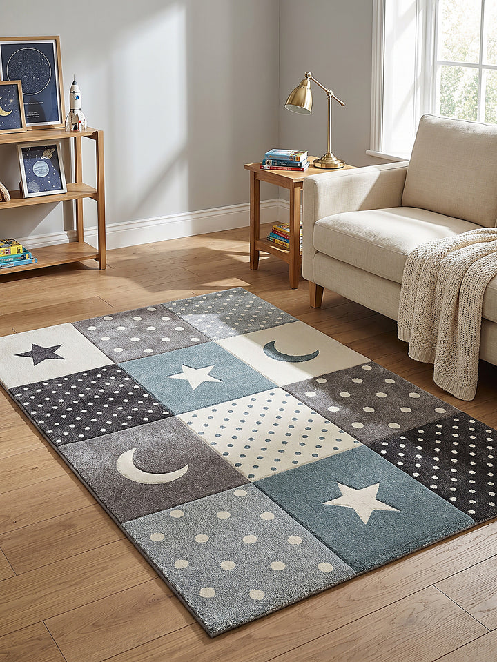 Teppich Blau Farbdetail Muster_