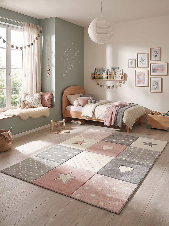 Teppich Pink rechteckig im modernen Wohnzimmer_
