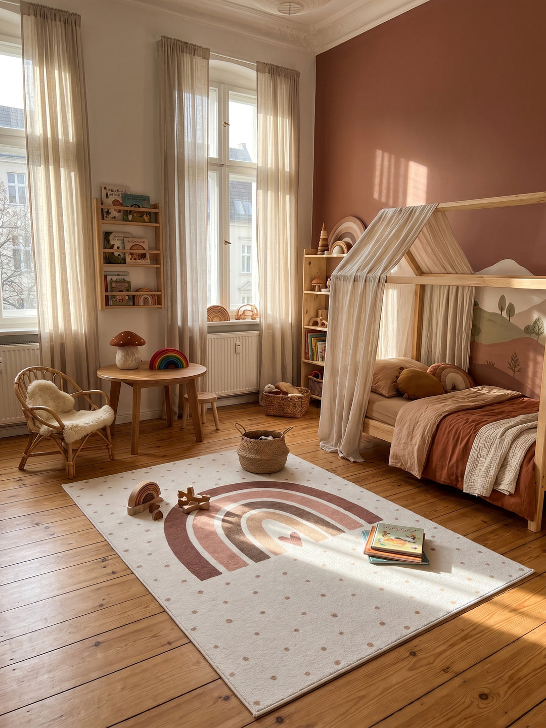 Teppich Creme rechteckig im Wohnzimmer Einrichtungsidee_