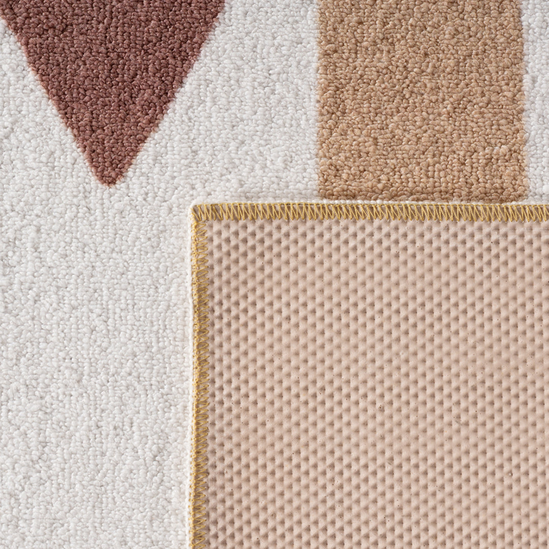 Teppich Creme rund Polyester Boho-Kinderzimmer / Pastellfarben Einrichtung Wohnidee Bodenbelag TINO_