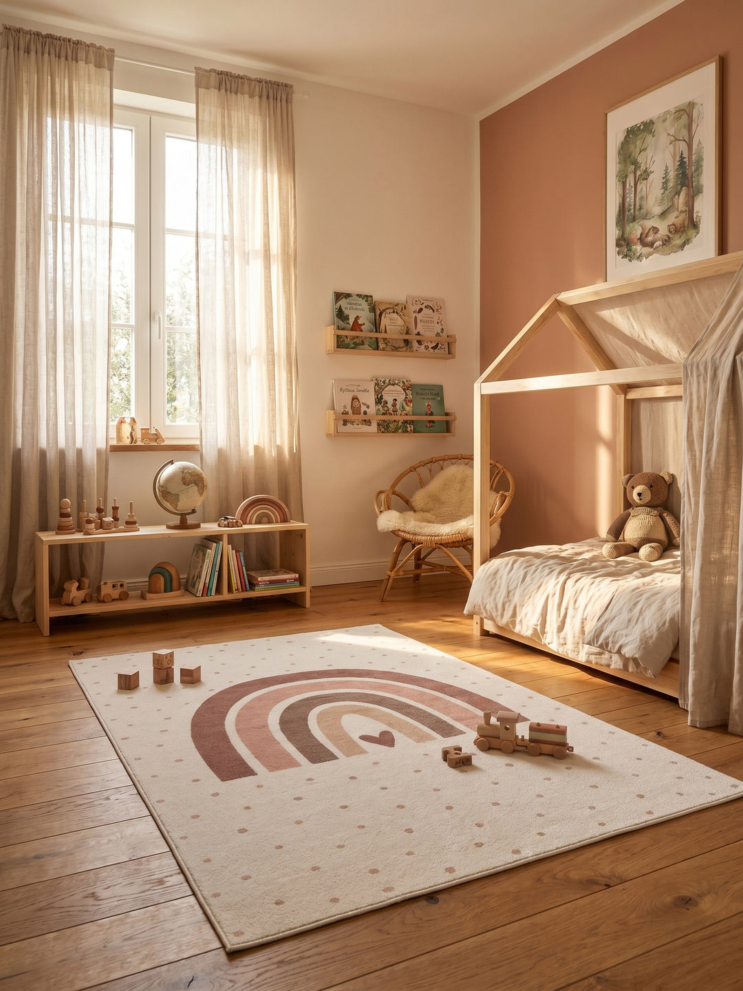 Teppich Creme rechteckig Wohnaccessoire Deko_