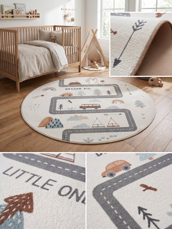 Teppich Creme rund Florhöhe Profil_